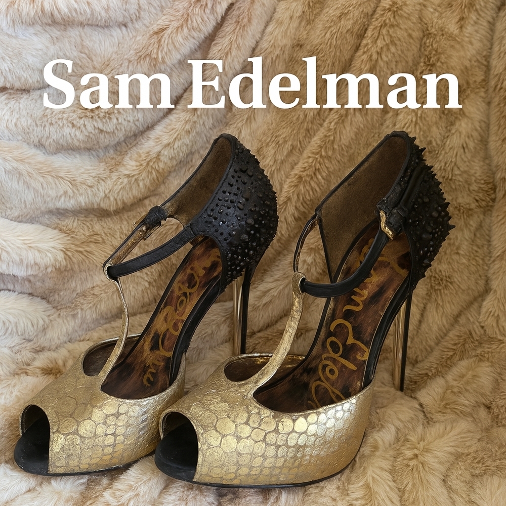 Sam Edelman Gold and Black Women's Heels